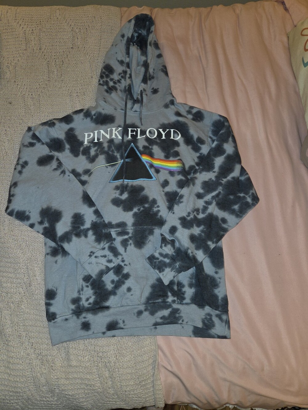 Pink Floyd  The Dark Side Of The moon Men's Tie-Dye Black & Gray Pullover Hoodie